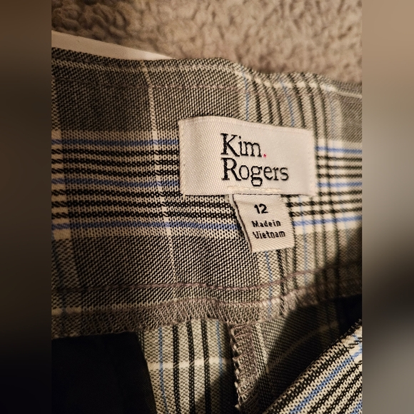 Kim Rogers Gray and Blue Checkered Top - Picture 1 of 6